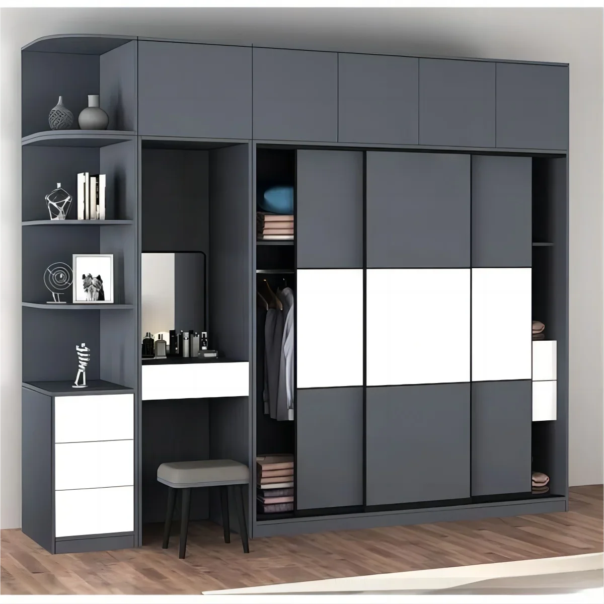Modern Wardrobe With Dressing Table Mirror Designs Wooden Student