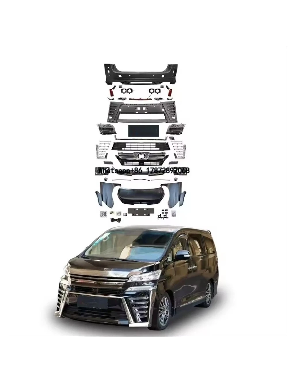 Best Quality for To- YotaTa Vellfire 2008-2014 20 Series to 2018-2023 35 Series Bodykit Car Bumper LED Headlight Grille
