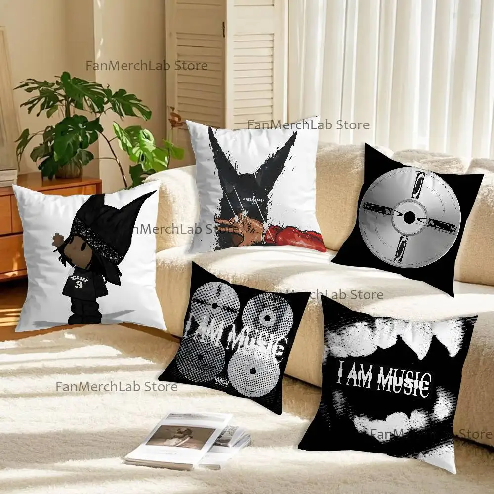 

P-Playboi AM Music C-Carti Pillow Covers Cartoon Sofa Decorative Home Double-sided Printing Short Plush Cute Cushion Cover