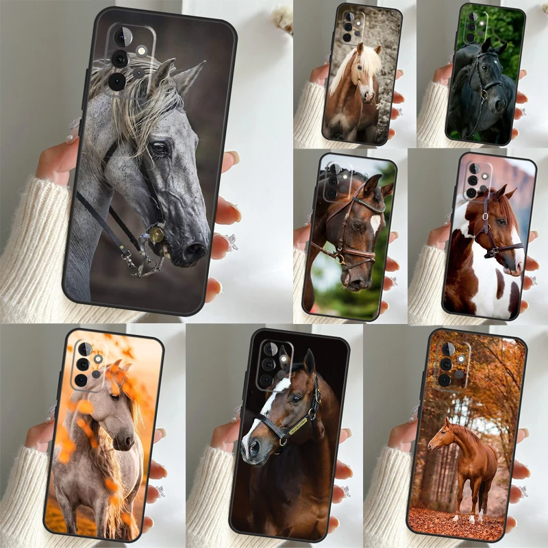 Animal Steed Horse Case For Samsung Galaxy A32 A33 A52 A54 A53 A34 A12 A13 A51 A71 A21S A52S A23 A31 Back Cover