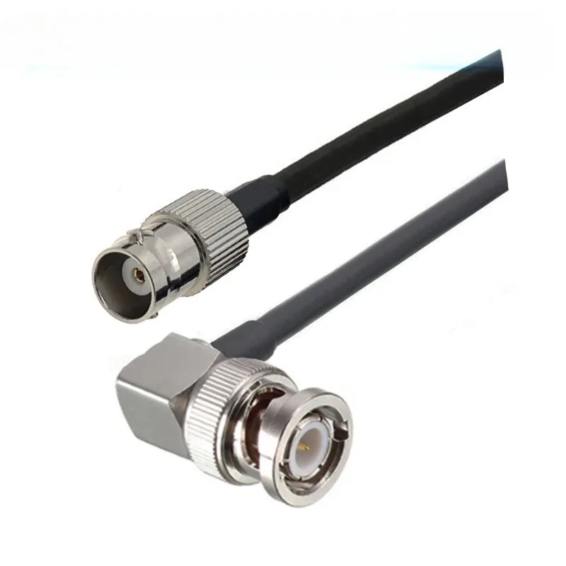 BNC Female Bulkhead to BNC Male Right Angle Cable RG58 50 Ohm Coaxial Pigtail for CCTV Camera Extension