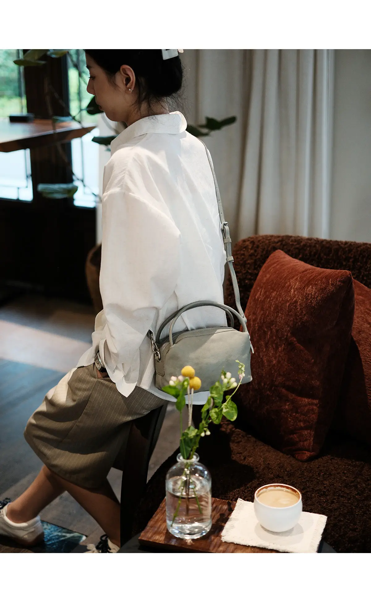 Lässige Designer-Handtasche aus weichem, echtem Leder, handgefertigt, kleine Damenhandtasche, Outdoor-Party, luxuriöse Umhängetasche aus echtem Rindsleder – Detail 10