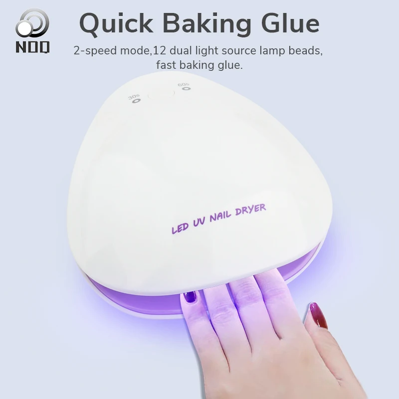 NOQ Nail Lamp Portable UV Light For Gel Nails 12LED Mini USB Nail Dryer Quick Dry Travel Or Home Diy 2 Timer Setting Shell Type