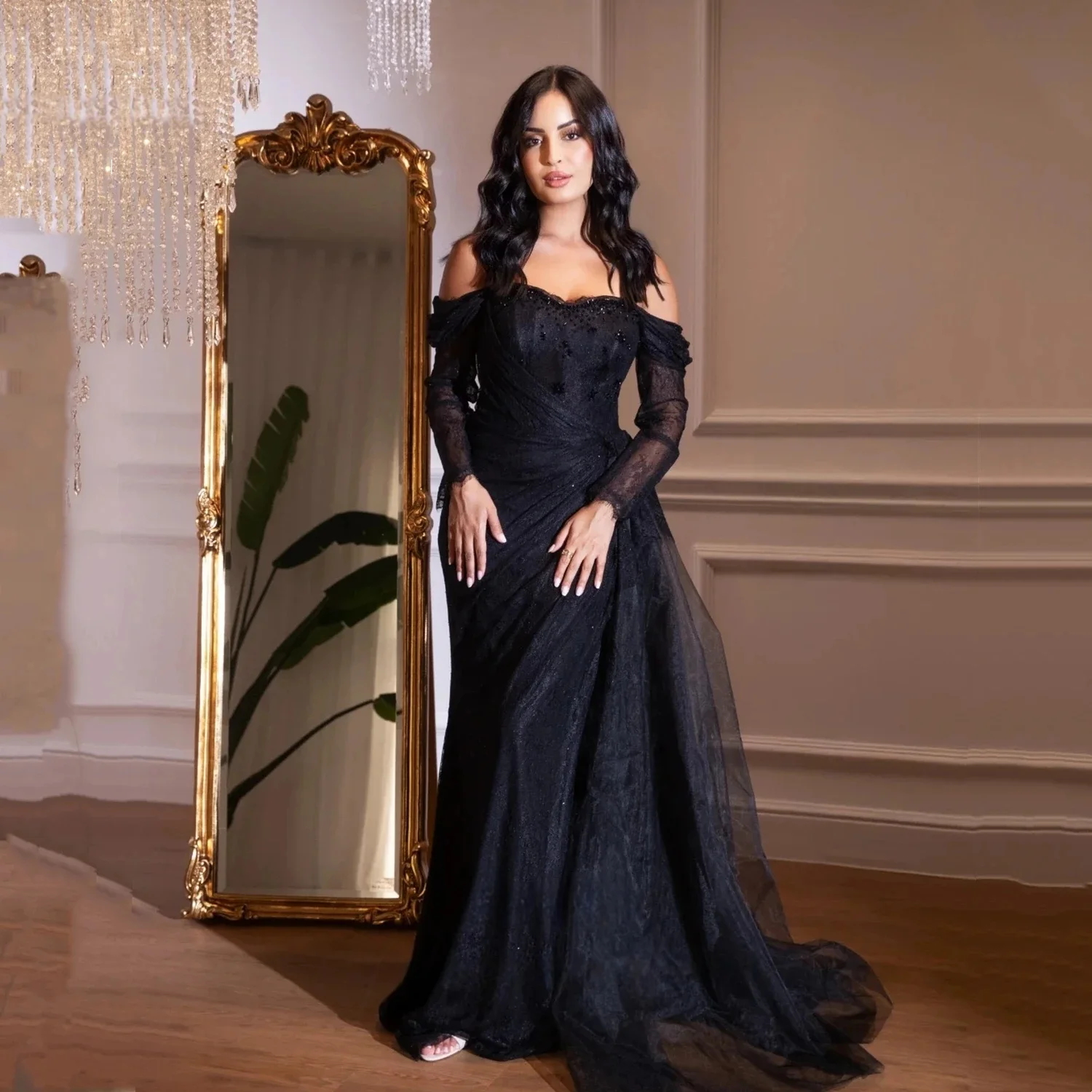 

Черное платье с длинными рукавами и бисером на заказ Вечерние платья для выпускного вечера Pastrol Унисекс Джерси Ретро Дубай Саудовская Аравия по индивидуальному заказу