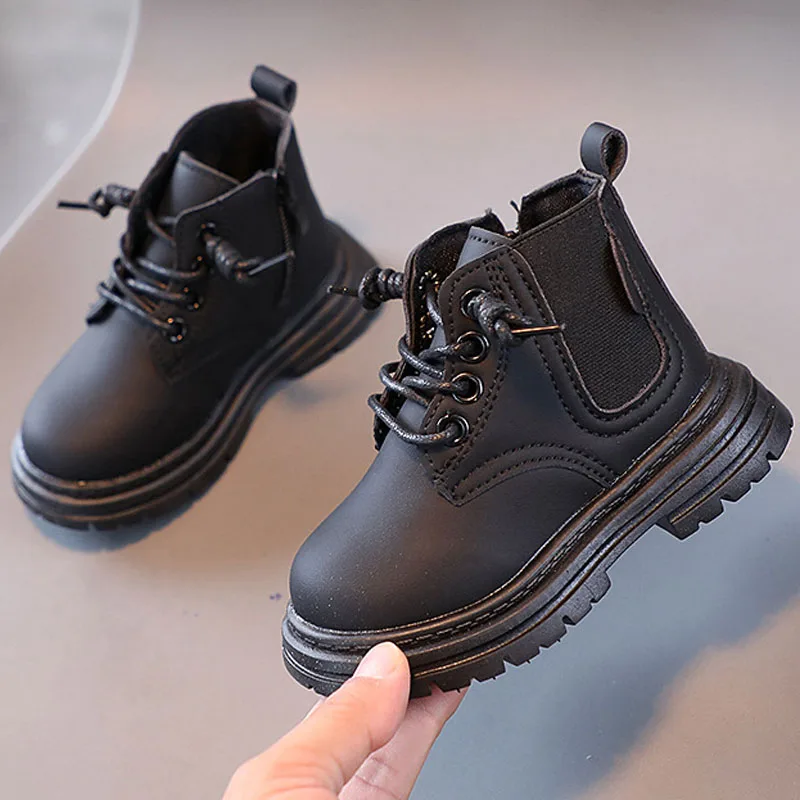 Winter Children Boots Anti-Skid Baby Toddler Leather Ankle Boots Boys Girls Winter Shoes Outdoor Short Fashion Sneaker CSH1489