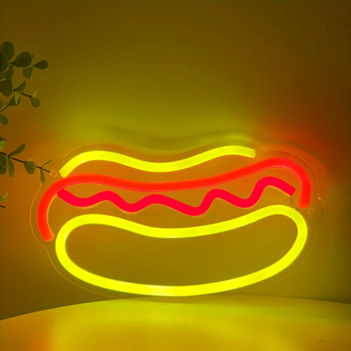 Hot Dog Wall LED Neon Sign Night Light, For Restaurant Shop Kitchen Decoration, Multipurpose Decorative Wall Mounted Lights