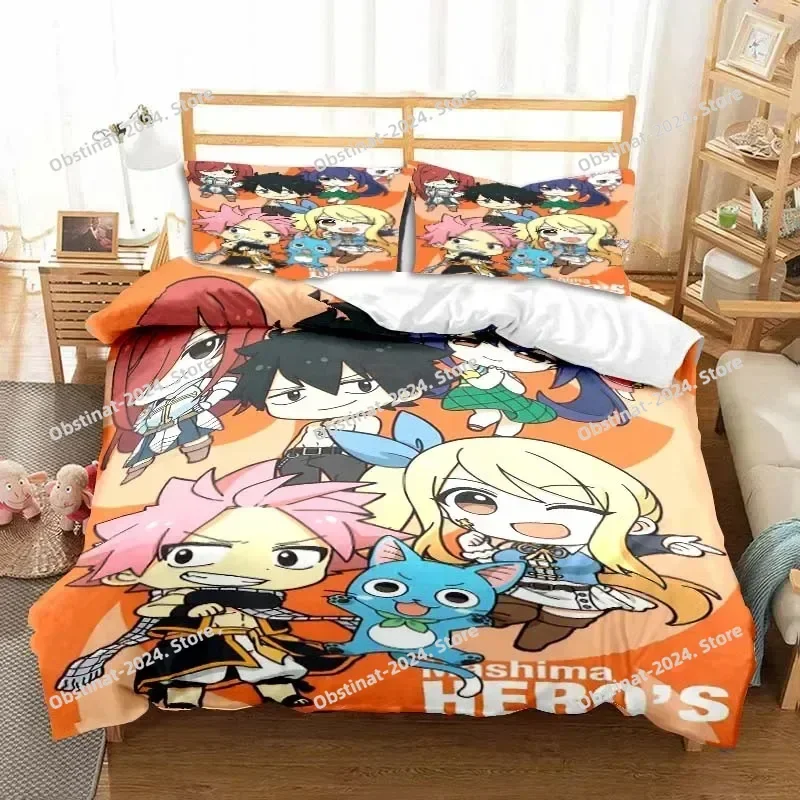

3D Anime Fairy Tail Bedding Set Printed With Pillowcase Duvet Cover Soft Single Double Queen Super King Size Adult Kid's Bedroom