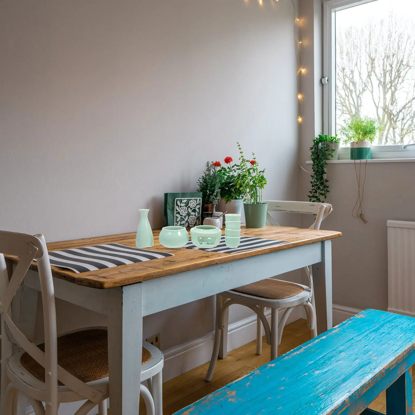 

1Set Ceramic Sake Container Set Creative Japanese Style Wine Warmer Home Use Supplies Sake Serving Cup with Warmer