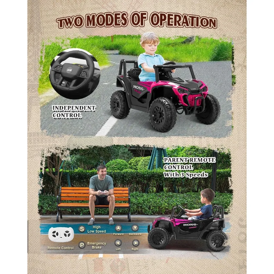 12v passeio no carro alimentado por bateria caminhão utv elétrico com controle remoto pai bluetooth música led luz 3 velocidades partida suave saf