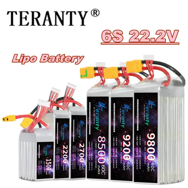TERANTY 6S 22.2V 1500/2200/2700/3000/3500/4600/5600/6500/7200/8000/8500/9200/9800mAh Lipo Battery For Aircraft Car Drone Boat