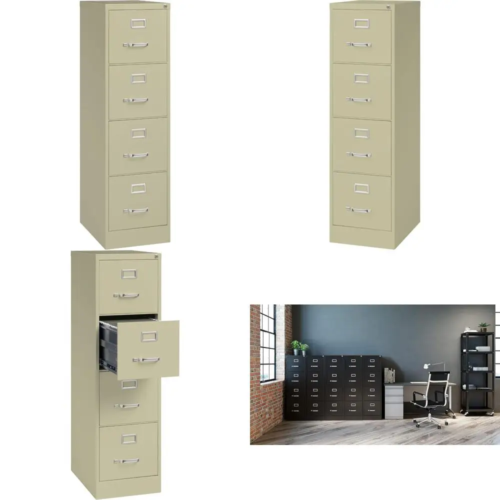 

4 Drawer Vertical Letter Size File Cabinet, 22 Depth, Putty Color