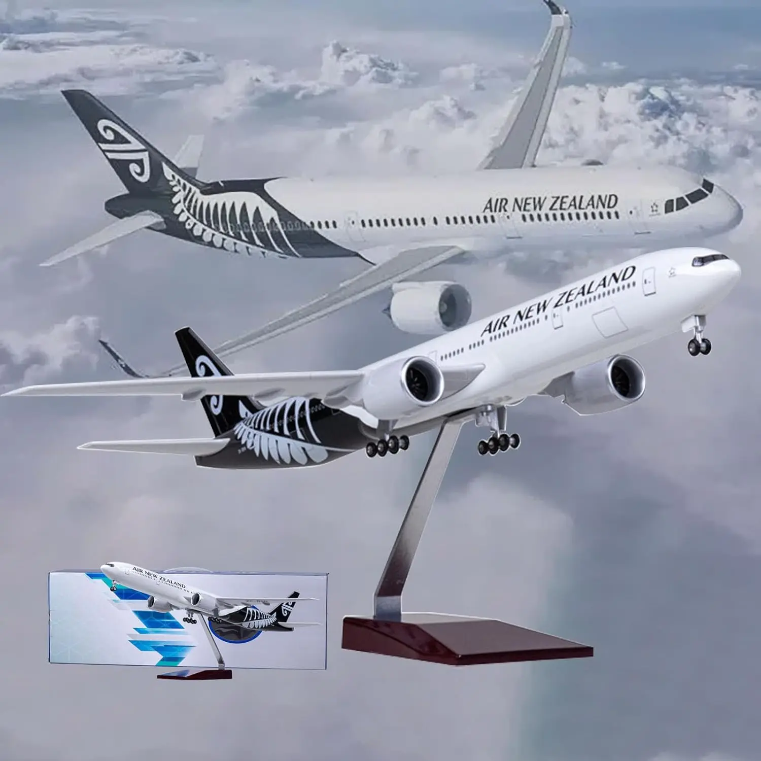 طائرة عرض اللعب 1/157 مقياس 47 سنتيمتر B777 دييكاست نموذج الخطوط الجوية نيوزيلندا الراتنج الطائرة مع مجموعة الضوء هدية