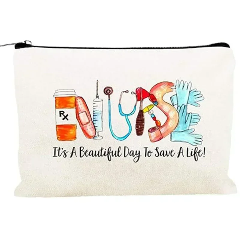 SFN6 Gifts for Nurses Nurse Gifts for Women Makeup Bag Canvas Cosmetic Bag Cute Pouch for Purse