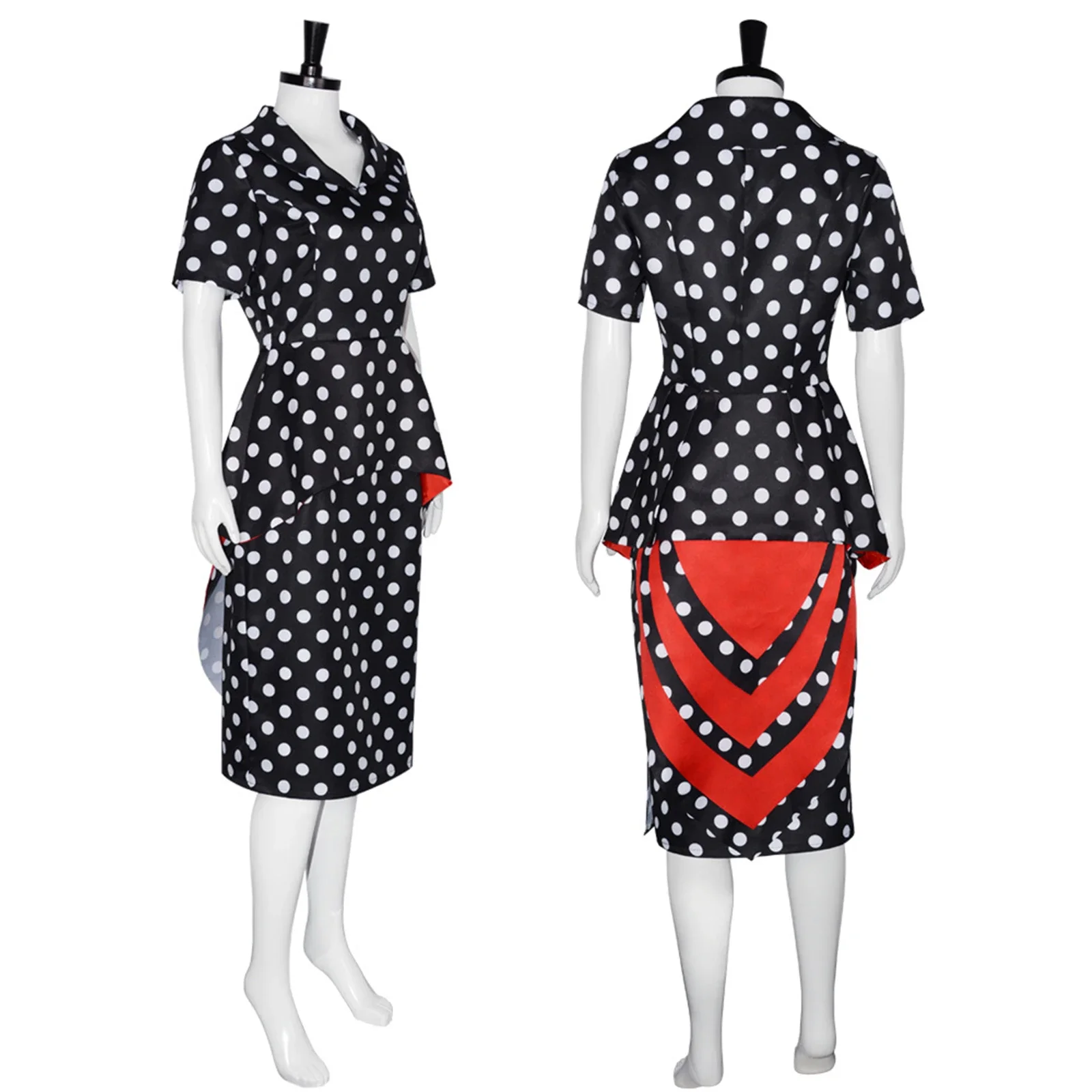 Film Coraline Mother Dress Cosplay Costume Black White Polka-Dotted Dress Suit Halloween Party Uniform Skirt Casual Daily Outfit