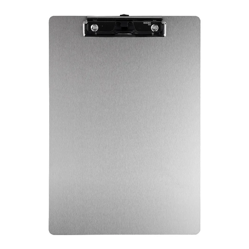 Prancheta de aço inoxidável bloco de escrita pasta papel material de escritório organizador prancheta documento almofada suporte de papel menu clipe