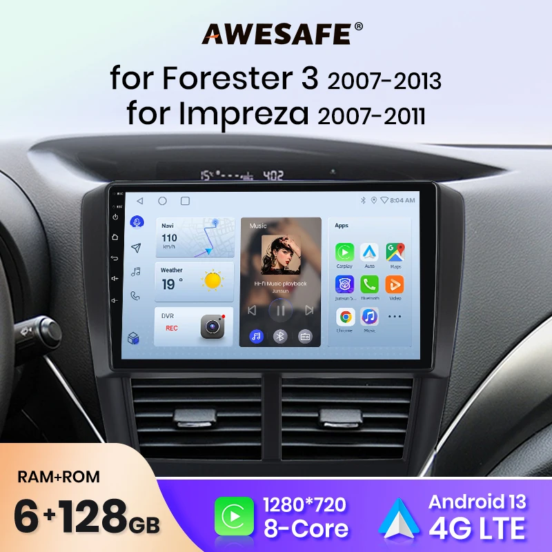 AWESAFE PX9 For Subaru Forester 3 SH Impreza GH GE 2008 Car Radio Multimedia Navigation 2 din Android  2din Autoradio CarPlay