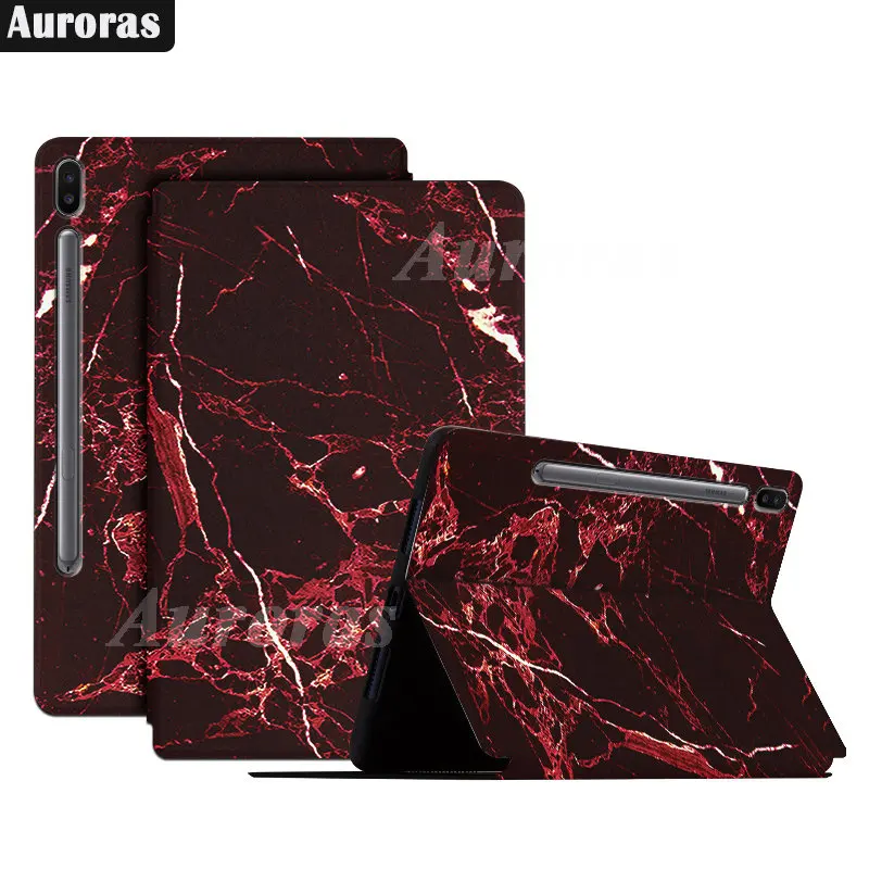 Auroras For Samsung Galaxy Tab S6 10.5 inch Retro Marble Silk Flip Case Starry Sky Pattern For SM-T860 Flip Shockproof Cover