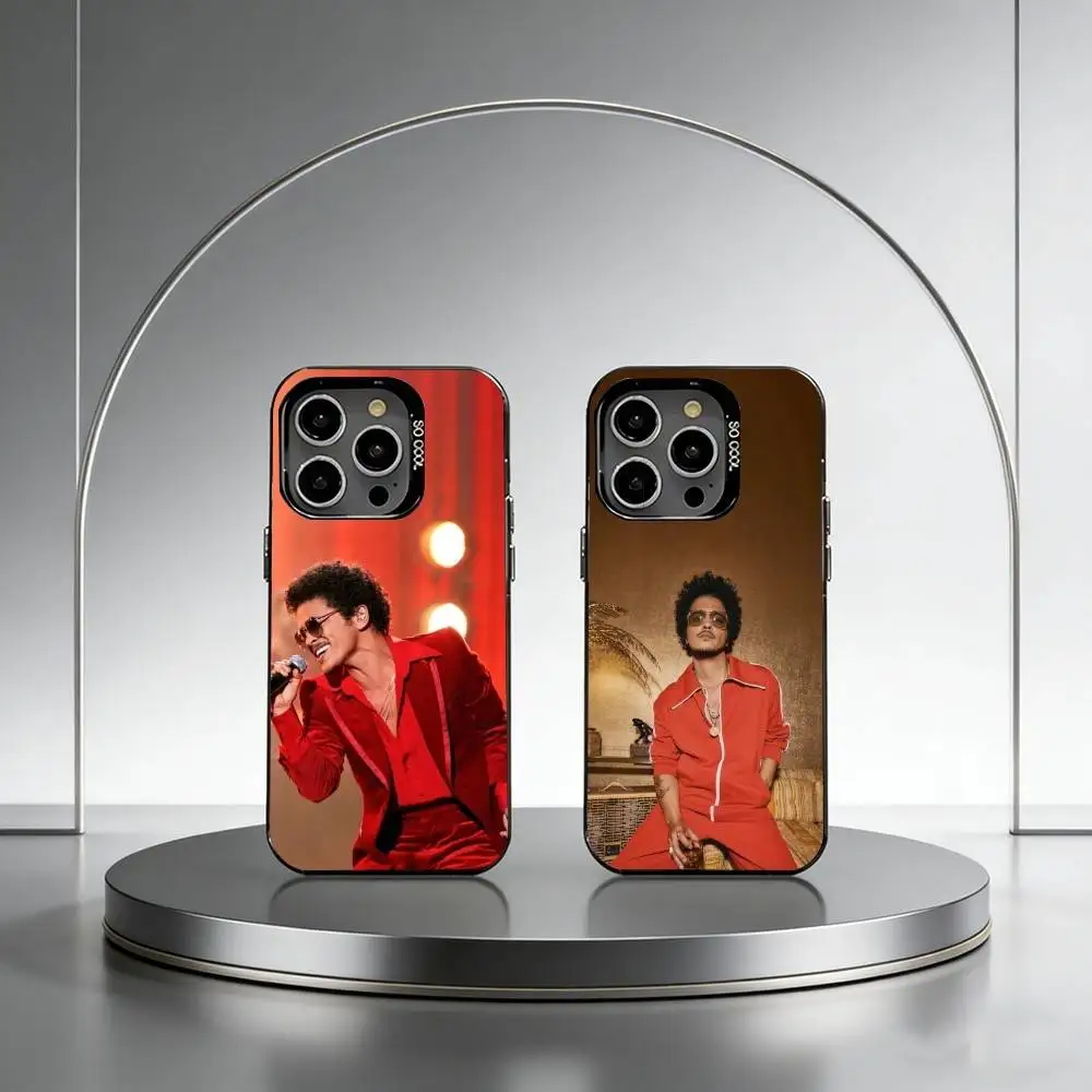 

Singer B-Bruno M-Mars Phone Case For iPhone 17,16,15,14,13,12,11 Plus,Pro Max,XS,Colored Silver Plated Inside Cover