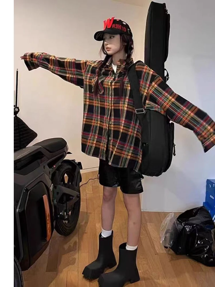 Camisas de mujer diseño Vintage Simple todo-fósforo primavera suelta moda elegante tierno Casual estilo coreano estudiantes diarios acogedor a cuadros