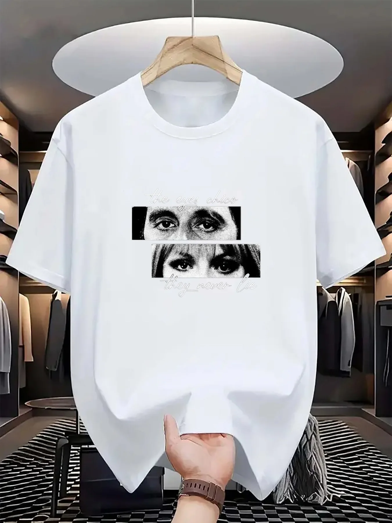 Camiseta blanca de gran tamaño de Hip Hop para hombre, camiseta informal holgada y transpirable de secado rápido con estampado de cara/nombre, Signature Beethoven