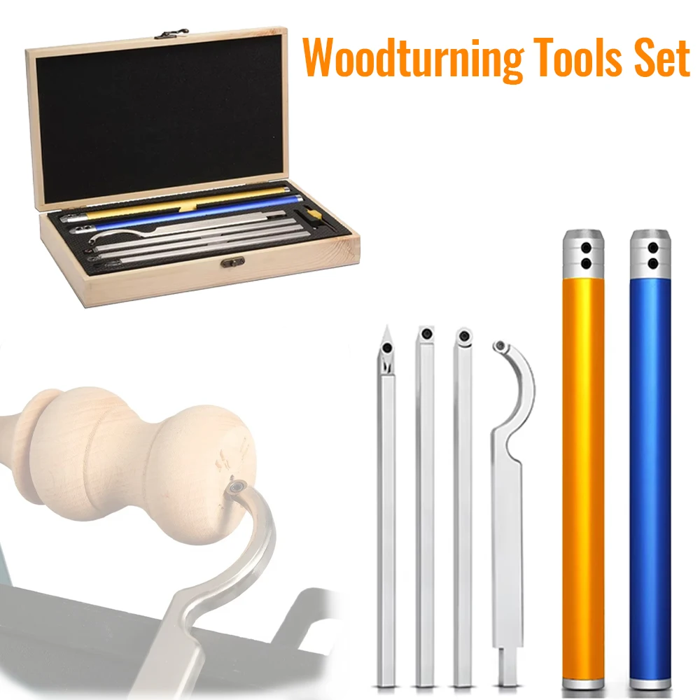 

Набор из 6 твердосплавных инструментов для токарной обработки дерева с режущими вставками и футляром для токарного станка