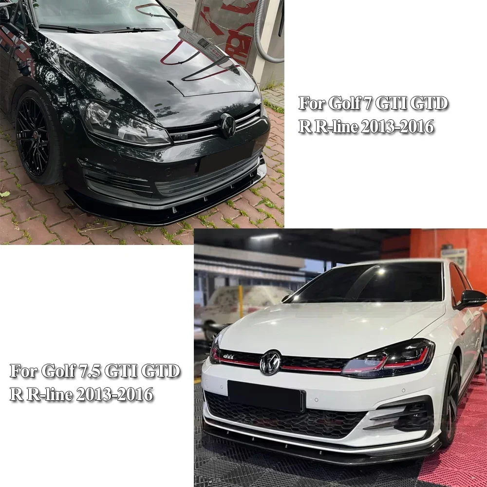 For VW Golf 7 7.5 MK7 MK7.5 GTI GTD R Rline 2013-2020 Car Front Bumper Lip Spoiler Splitter Diffuser Protector Body Kits Tuning