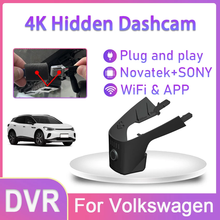 

New! Easy to install Dashcam For Volkswagen VW Touareg Cr7 2018 2019 2020 2021 2022 2023 4K Dash Cam Wifi Car DVR Camera 2160P