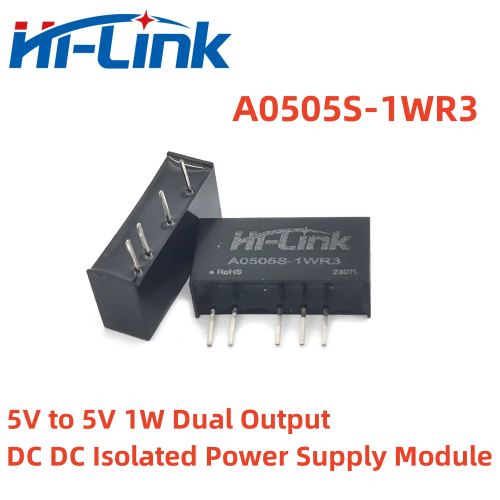 Hilink 5pcs/Lot A0505S-1WR3 5V to ±5V ±100mA DC DC dual output Isolated Power Supply Module High efficiency Low Ripple