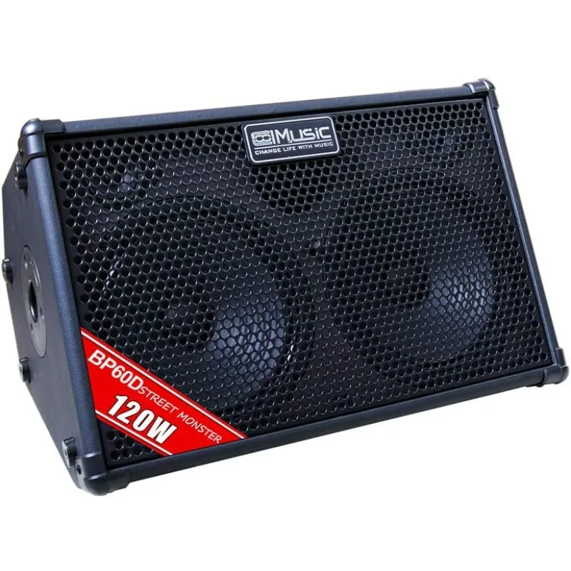 BP60D 120W Battery Powered Acoustic Guitar Amplifier- Portable Bluetooth Speaker with Reverb Chorus Delay Effect, 7 Inputs