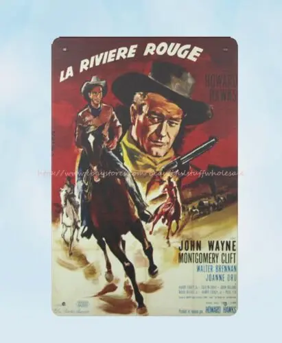 La Riviere Rouge Red River movie Howard Hawks John Wayne metal tin sign