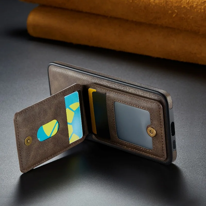 Detachable 360° Rotate Finger Ring Leather Card Case With Magnetic Phone Cover for Samsung Galaxy S25 Ultra/S24 Ultra/S23+