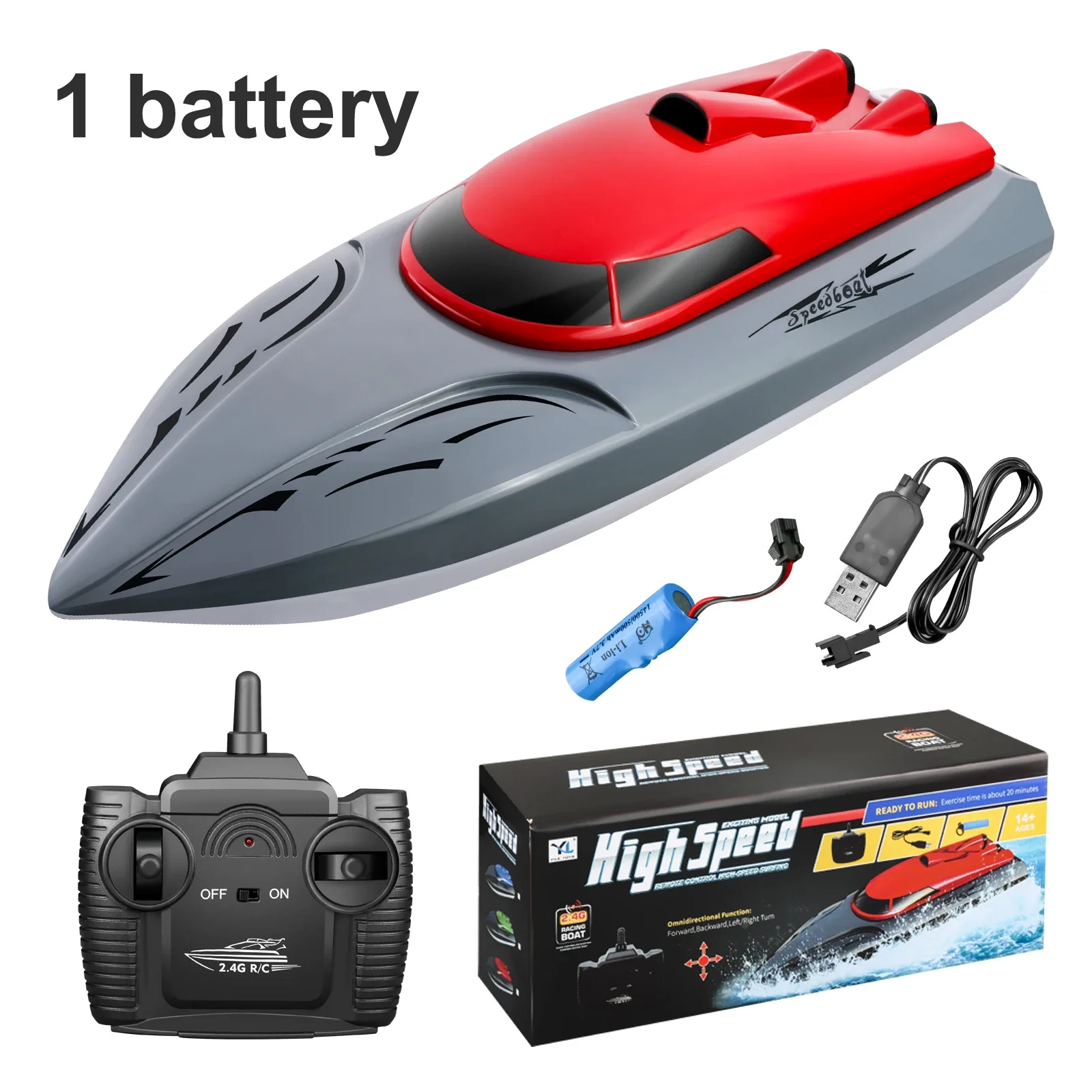 Bateau Télécommandé Haute Vitesse 30km/h 2.4G Avec LED - Bateau RC Étanche Avec Refroidissement Intelligent