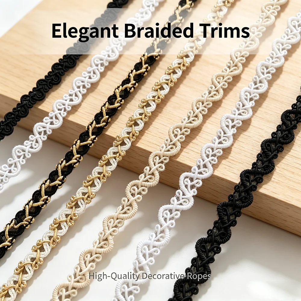 5m/16.4ft Each Pack Gold Silver Lace trims Curve Weaving Edge centipede Festive Decorations Handmade DIY sewing Crafts ribbons