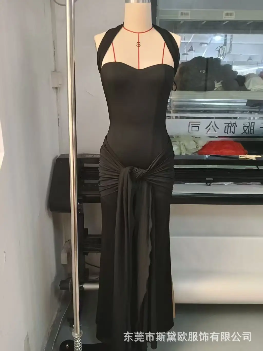 sexy-black-prom-dress-halter-sleeveless-lace-up-back-ruffles-slim-fit-long-party-gown-formal-wedding-guest-birthday-evening-robe
