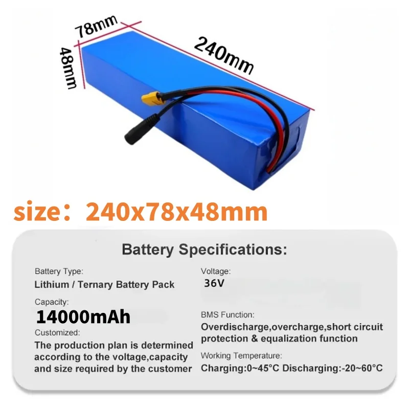 36V 14000mAh 21700 Lithium Battery Pack Rechargeable Battery Built in BMS 10S2P For fishing bicycle Large Capacity Batteries