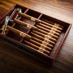 Luxurious Crocodile Grain Leather Cigar Tray Designed for Cigar Box Humidors, Space for 20 Cigars. Ideal As A Gift for Friend