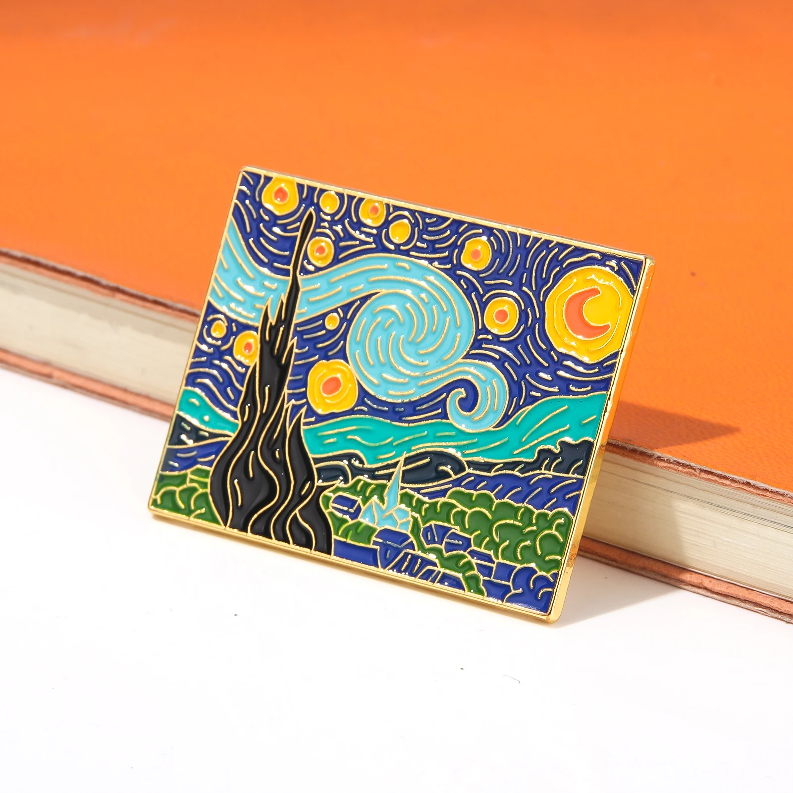 The Starry Night Enamel Pin Van Gogh Oil Painting Brooch Art Jewelry Artist Badge Backpack Lapel Pin Gift Women Men