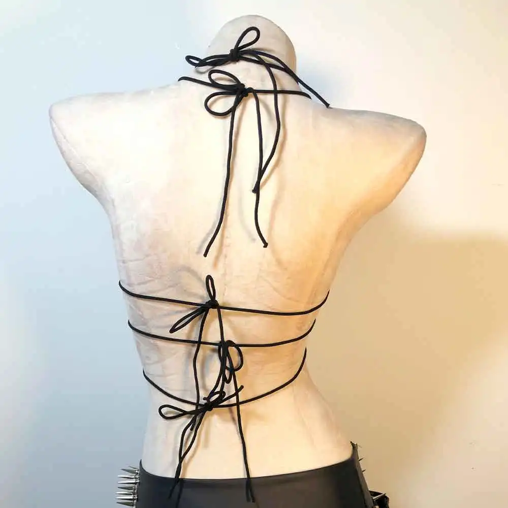 Gothic Tank Halter Neck Eco Punk Rock Harajuku Grunge Rave Hip Hop E-Girls Emo Spike Studded Festival Goth Club Wear Y2K TOPS