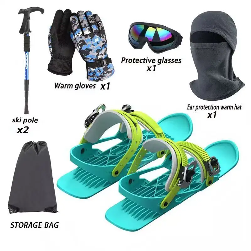 Mini Skis Snowblades for Winter Shoes Short Snowskates Skiboards Ski-shoes Outdoor Sport With Goggles Gloves Ski Poles Set