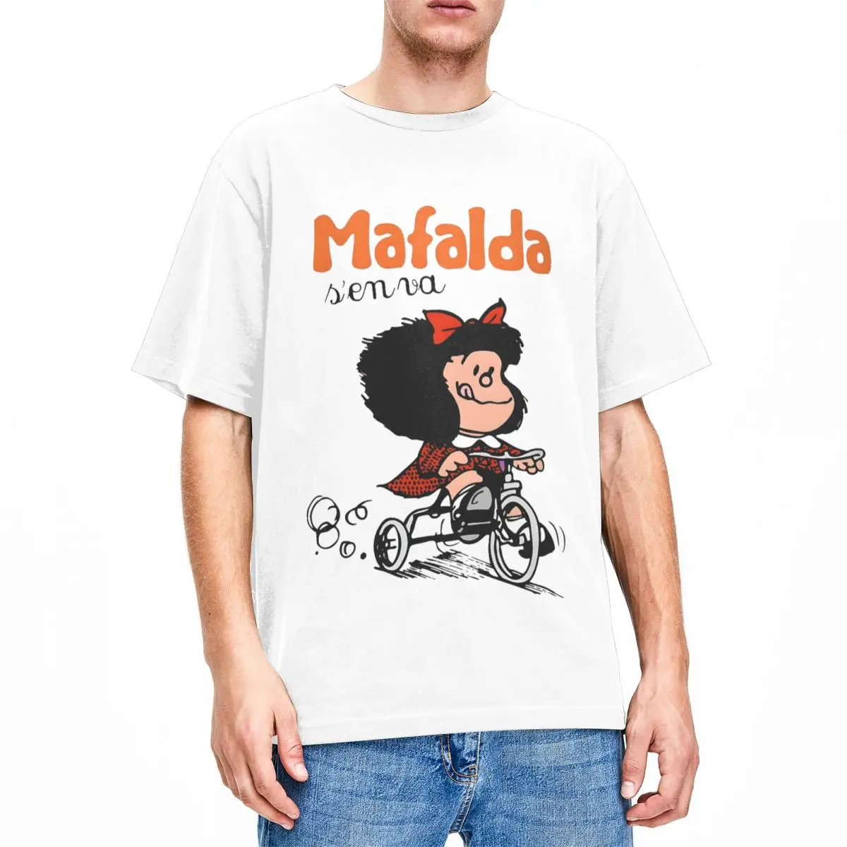 Men Women Mafalda Quino Go Bicycle Shirt Stuff Cute Funny Pure Cotton Clothes Awesome Short Sleeve Crew Neck Gift Idea T-Shirt