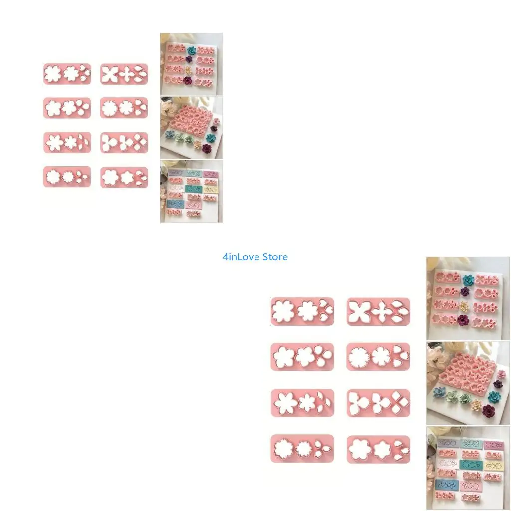 

T4MD Flower Shaped Silicone Molds Set For Polymer Clay Earring Making Craft Projects