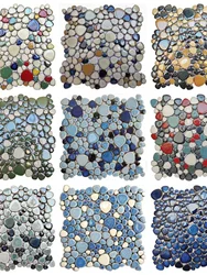 Ceramic pebble mosaic fragments Hot spring pool Fish pool fragments Toilet non-slip and anti-friction blue and white tile sheet