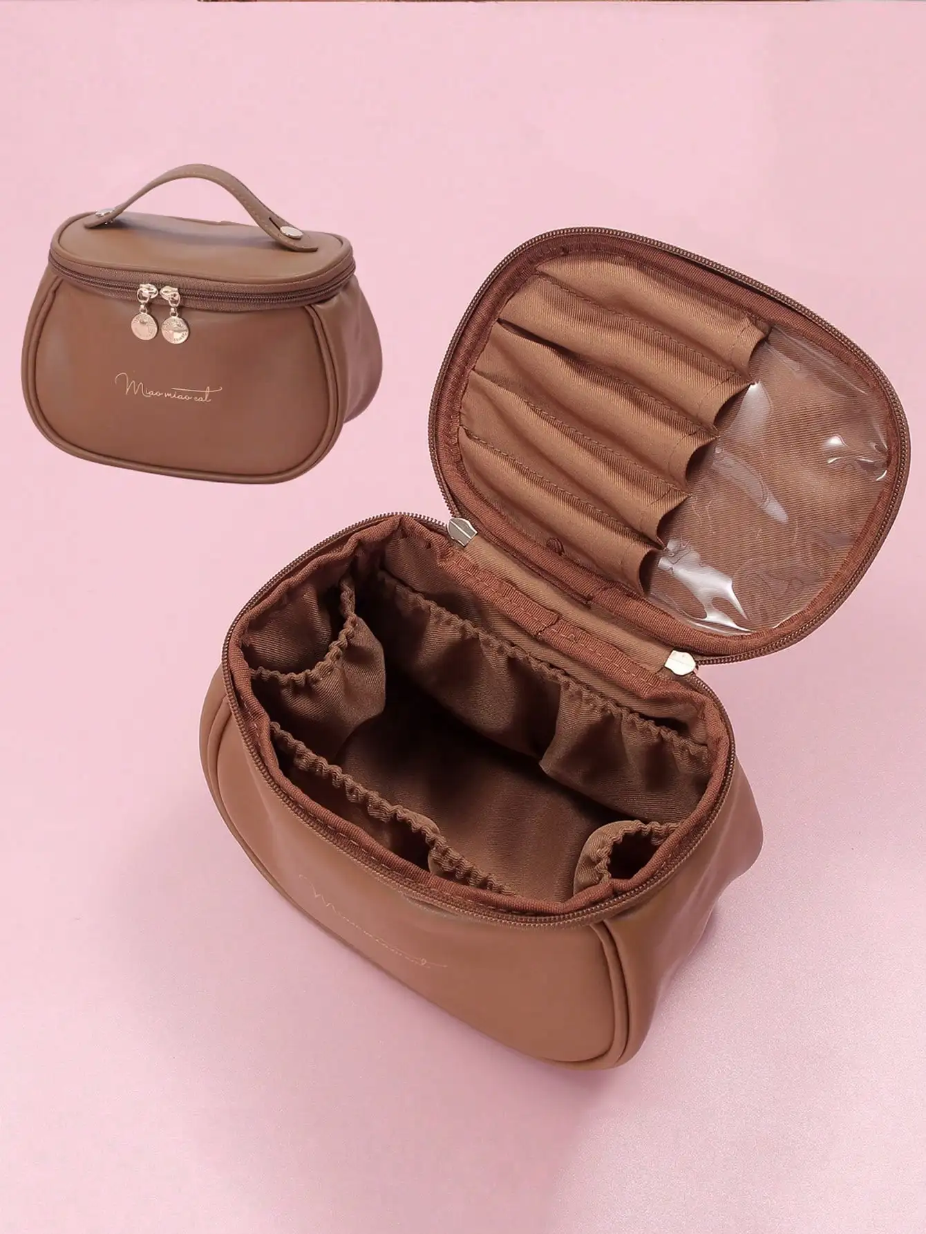 حقيبة مكياج من البولي يوريثان برسومات حروف، حقيبة مكياج للعناية بالبشرة، حقيبة أدوات الزينة - مسكن الرحلات البحرية - هدية عيد ميلاد للأم لوصيفة العروس