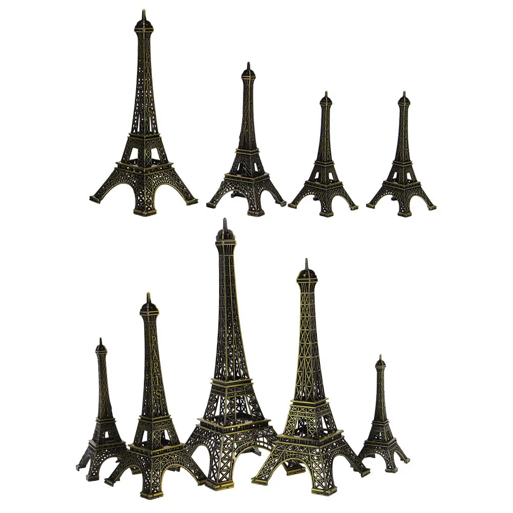 

9Pcs Eiffel Tower Iron Statue Mini Elegant French Decoration for Cake Topper Table Centerpiece Party Decor