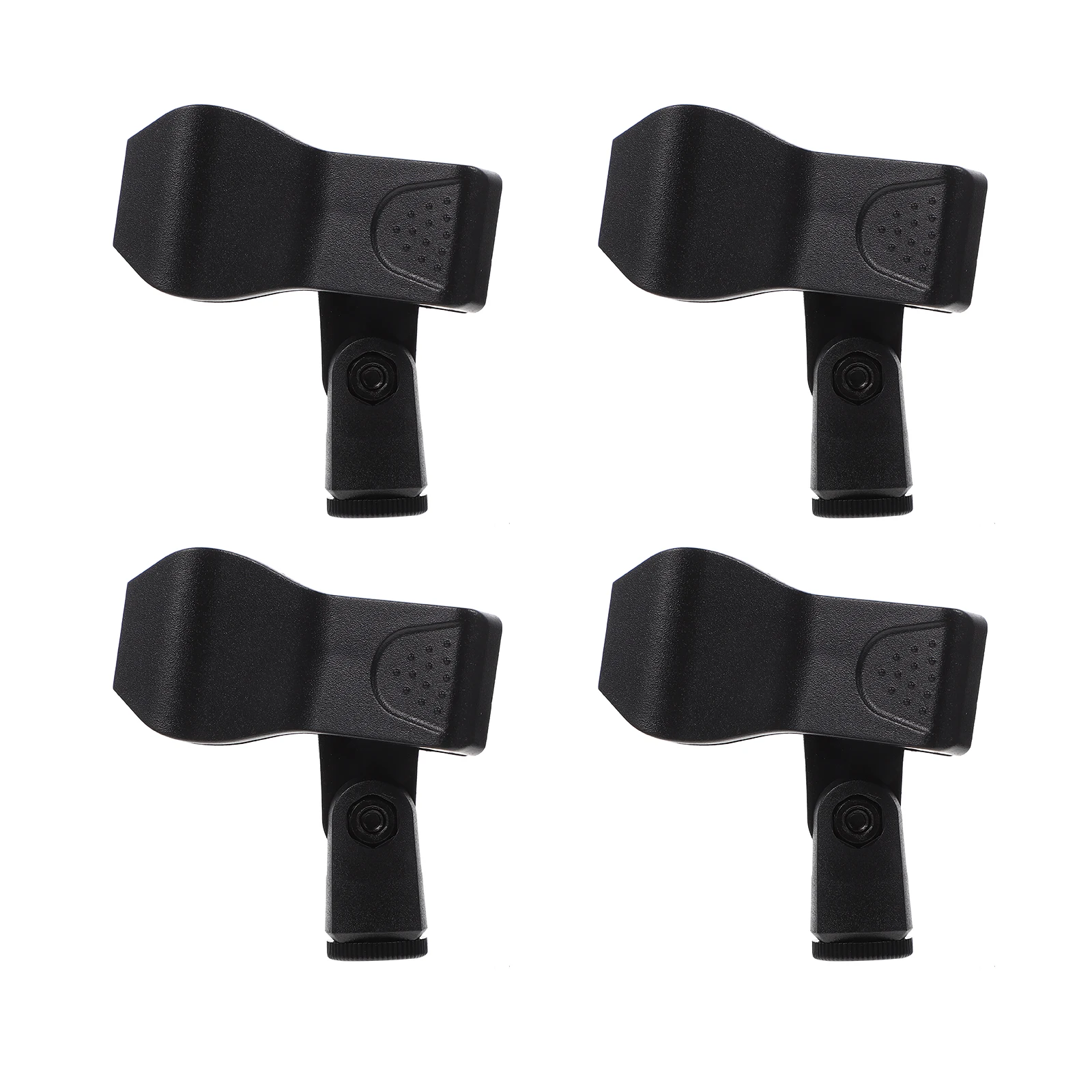 

4pcs Microphone Clip Adjustable Angle Plastic Clamp Stand Accessories Black Durable Practical High Grade Material