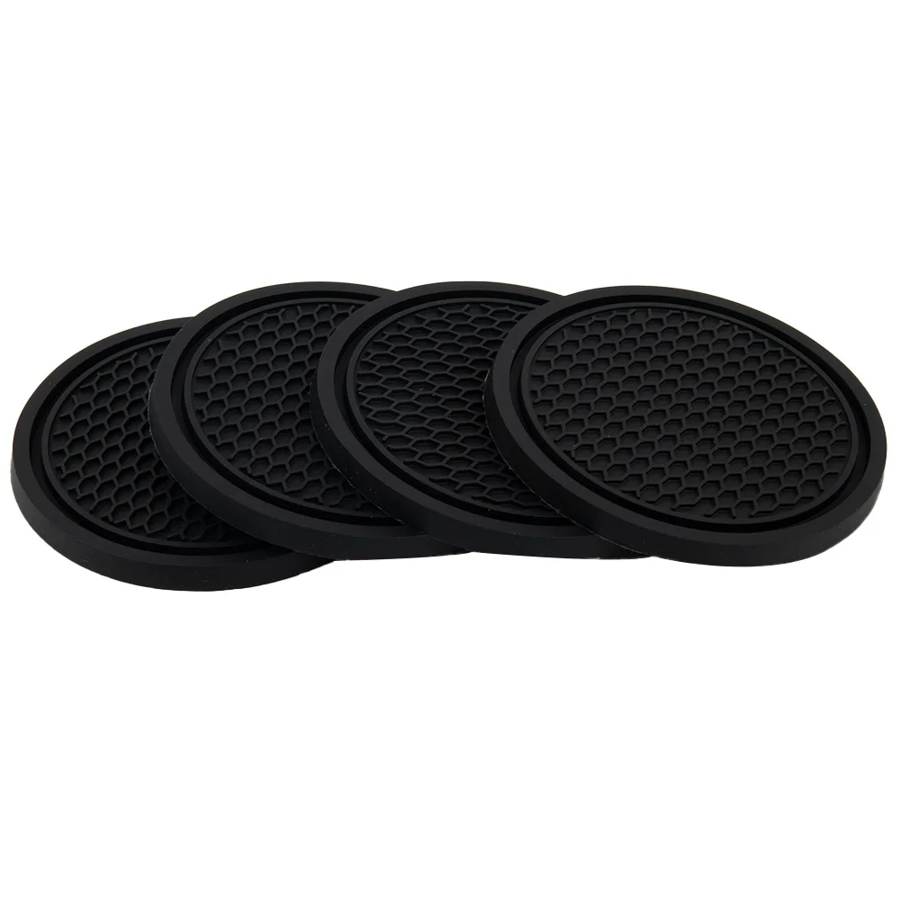 Anti-Slip Silicone Car Cup Holder, Insert Coasters, Acessórios do carro, Home Auto Peças, Preto, 7cm x 5cm, 4Pcs