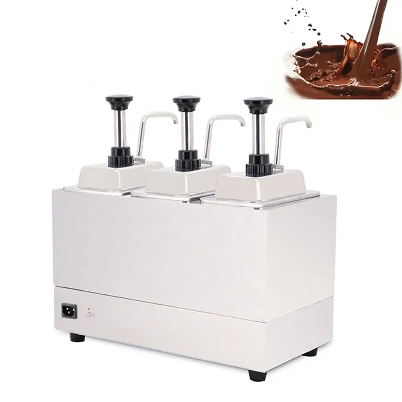 Sauce Warmer Chocolate Warming Machine Stainless Steel Electric Soy Jam Heater Filling Machine 3 Bottles 220V