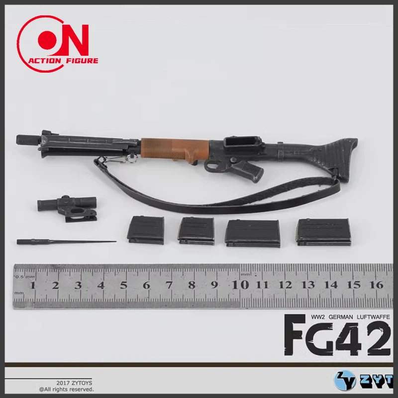 Em estoque zytoys zy2001 1/6 FG42-1 segunda guerra mundial alemão luftwaffe arma modelo 15cm acessórios de cena de plástico prop para figura de soldado de 12"