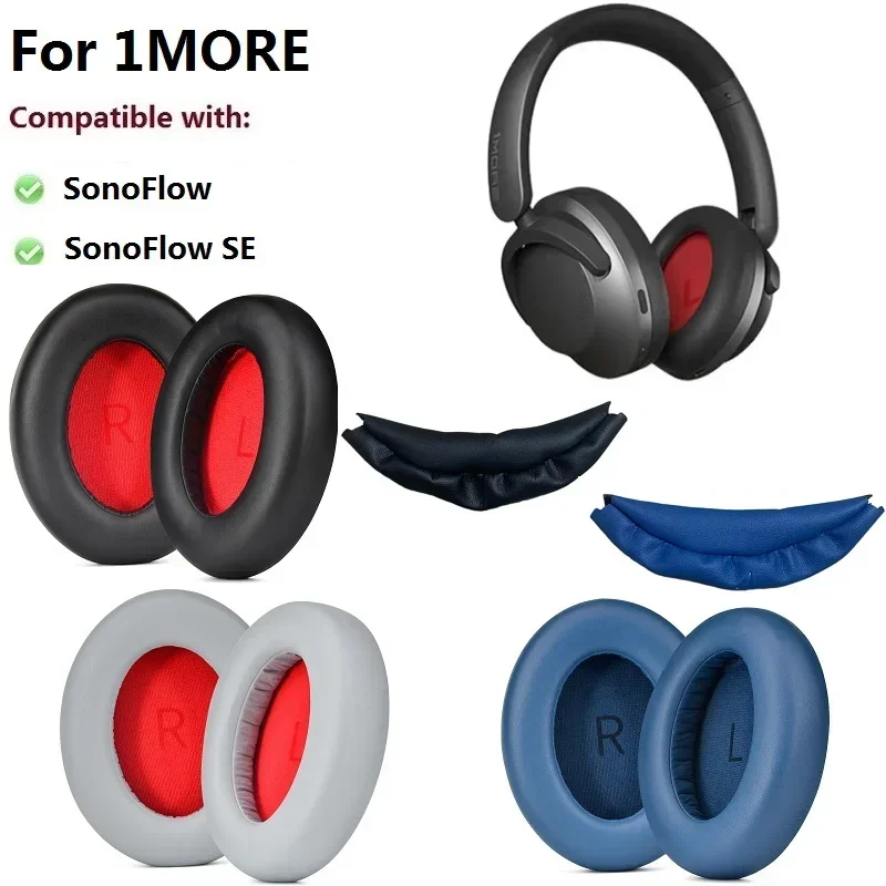 Replacement Ear Pads For 1MORE SonoFlow Pro SE Headphone Accessories Ear Cushion Memory Foam Ear Cups Repair Parts Memory