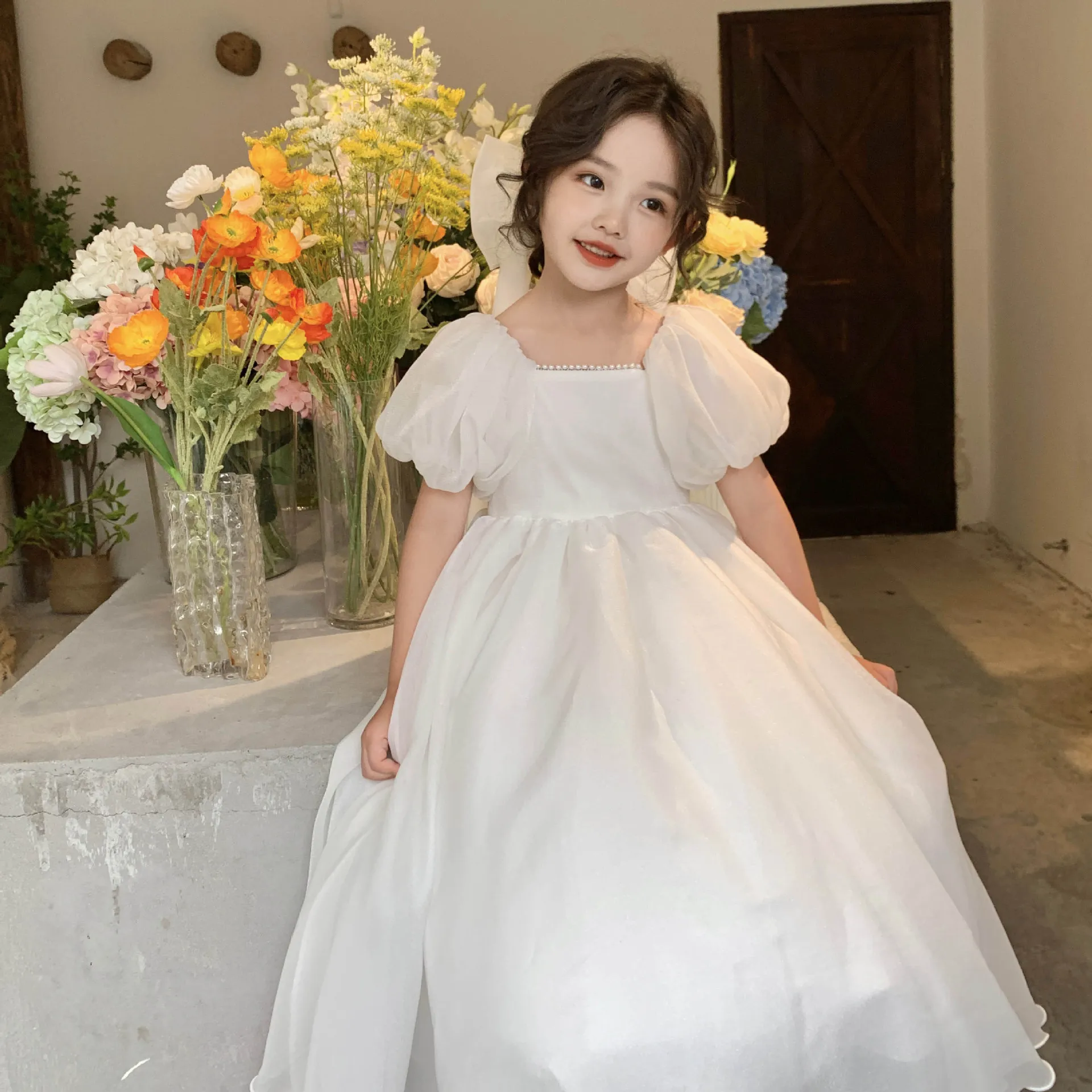 birthday dress for kids girls A Line Pink Dress Soft Tulle Gown for Kids Cute Girls' Birthday Dress Pink / 110 cm